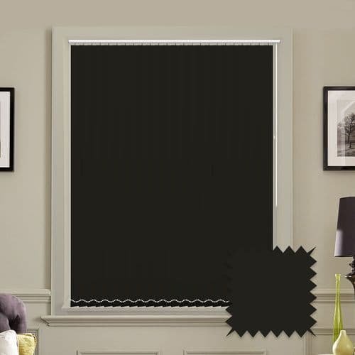 Made to Measure Vertical Blinds in PVC UNILUX BLACK Blackout fabric in Black