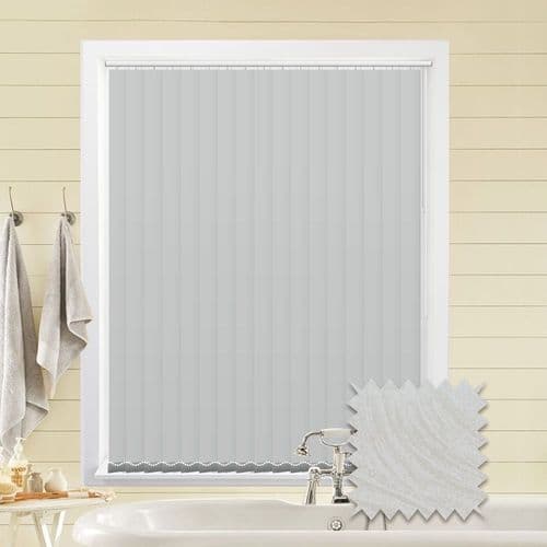 Made to Measure Vertical Blinds in PVC WHITE Blackout fabric in Samba Frost