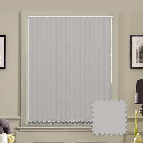 Made to measure vertical blinds in Splash Grey Whisper Light Grey plain fabric