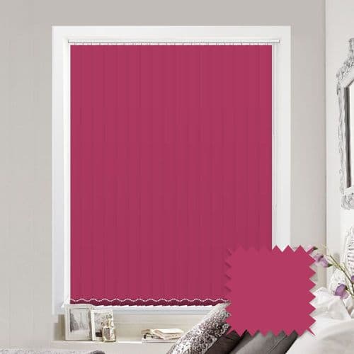 Made to measure vertical blinds in Splash Lipstick Pink plain fabric