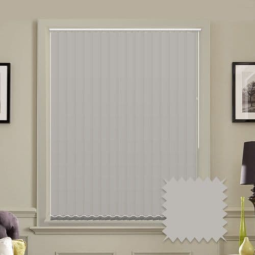 Made to measure vertical blinds in Splash Maylar Light Grey plain fabric