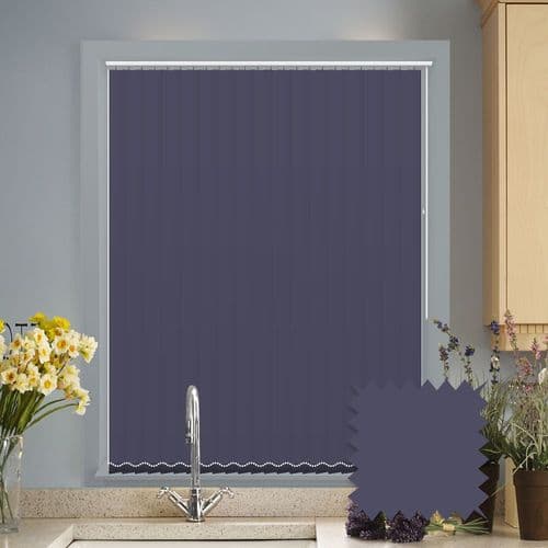 Made to measure vertical blinds in Splash Midnight Navy plain fabric
