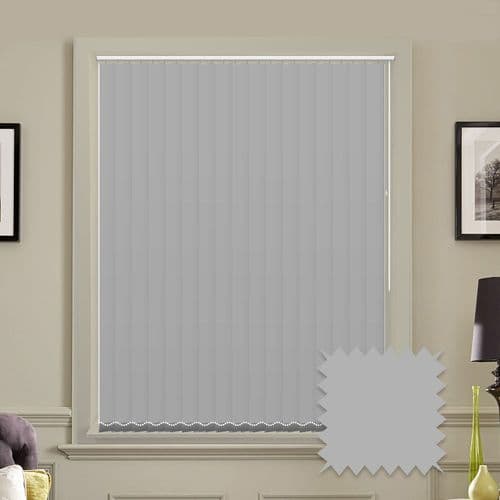 Made to measure vertical blinds in Splash Mirage Light Grey plain fabric
