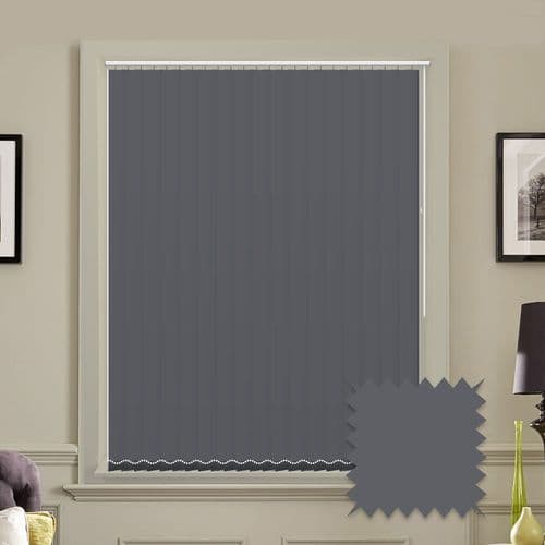 Made to measure vertical blinds in Splash Mono Dark Grey plain fabric