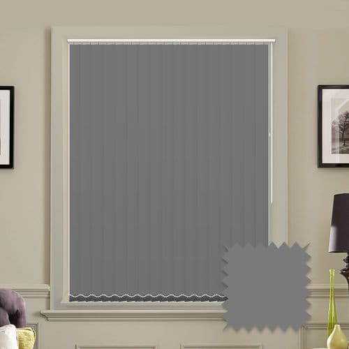 Made to measure vertical blinds in Splash Rock Grey plain fabric