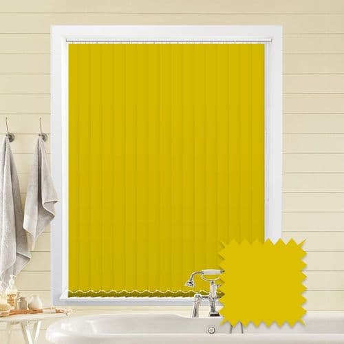 Made to measure vertical blinds in Splash Solar Yellow plain fabric