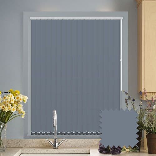 Made to measure vertical blinds in Splash Sonar Navy Blue plain fabric