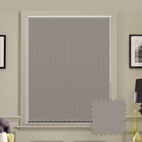 Made to measure vertical blinds in Splash Taupe plain fabric