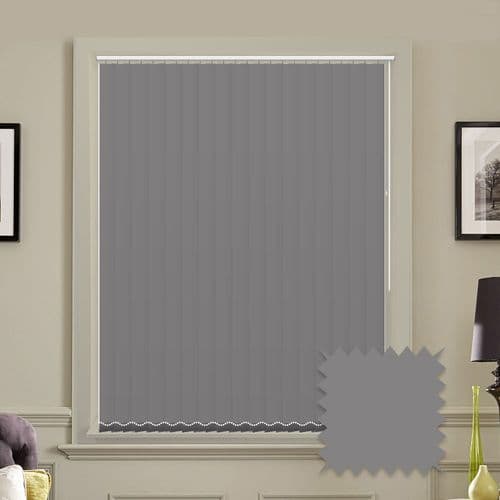 Made to measure vertical blinds in Splash Venom Grey plain fabric