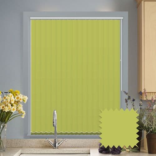 Made to measure vertical blinds in Splash Vine Green plain fabric