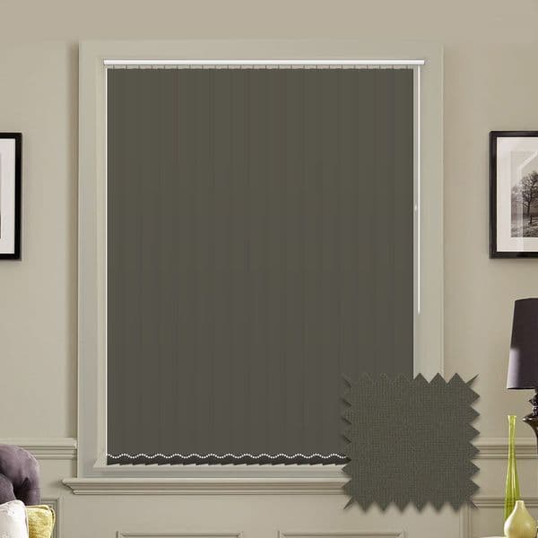 Mid Grey Made to measure vertical blinds in Guardian Charcoal plain FR / Antibacterial fabric Just Blinds