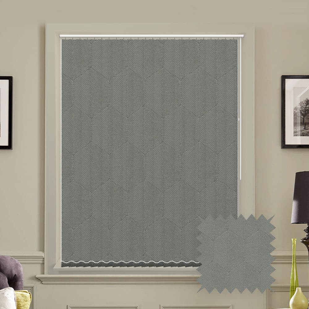 Nera Monsoon Grey patterned replacement louvres /slats for vertical blinds 3.5" (89mm) Just Blinds