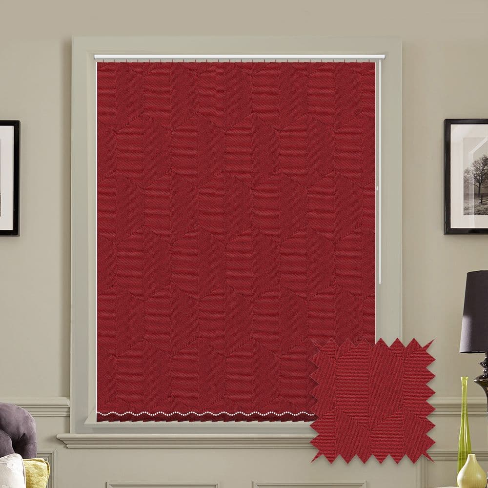 Nera Scarlet Red patterned replacement louvres /slats for vertical