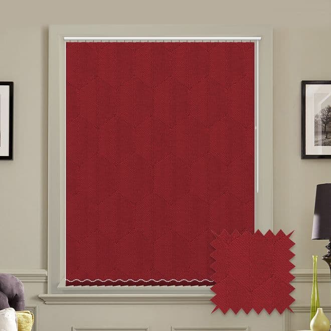 Nera Scarlet Red patterned replacement louvres /slats for vertical blinds 3.5" (89mm) Just Blinds