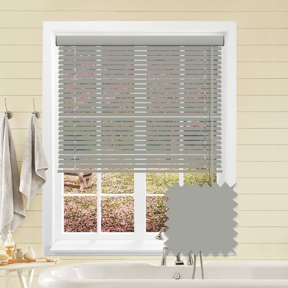 Pale Grey Matt Aluminium blind in Gravel. Just Blinds