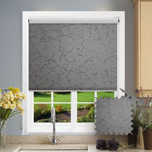 PVC Blackout Marble Silver Roller Blind