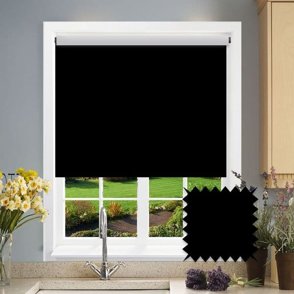 PVC Blackout Plain Black Roller Blind Just Blinds