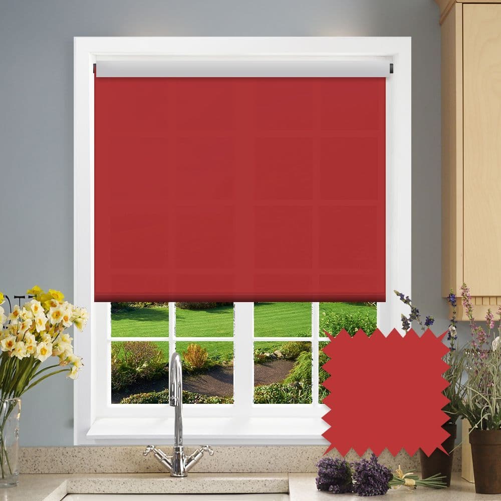 Blackout Red Roller Blind - Astral Scarlett Plain - Just Blinds