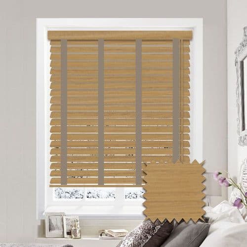 Sunwood Faux Wood Venetian Blinds with Tapes in Desert Oak