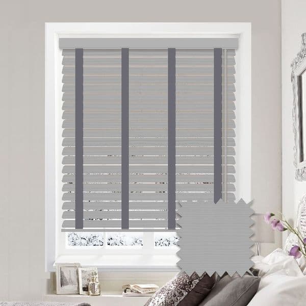 Sunwood Faux Wood Venetian Blinds with Tapes in Mission Fine Grain Just Blinds