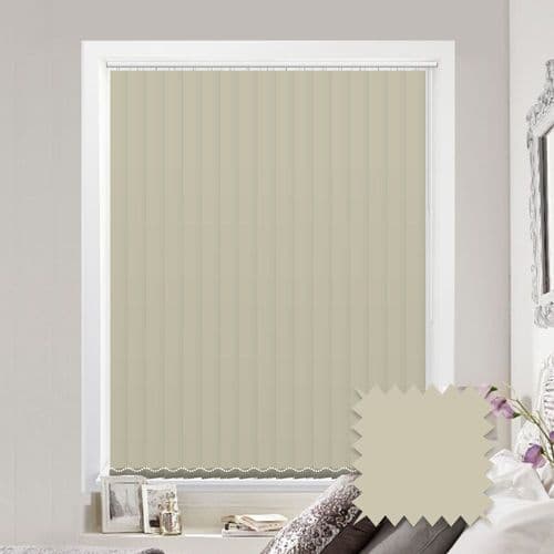 Vertical blinds made to measure in scope tranquil Cream plain fabric