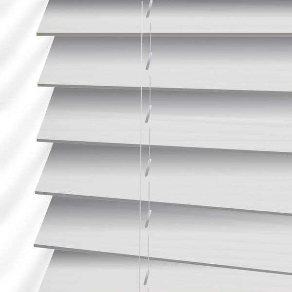 White Faux Wood Venetian Blinds in Embossed Sunwood True Fine Grain Just Blinds