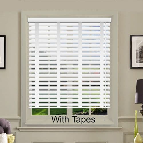 White Faux Wood Venetian Blinds With Tapes in ALINA