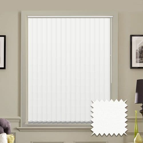 White Made to measure vertical blinds in Guardian White plain FR / Antibacterial fabric