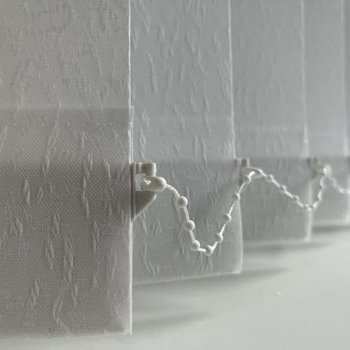 White replacement vertical blind slats in Cleo white 3.5" (89mm)