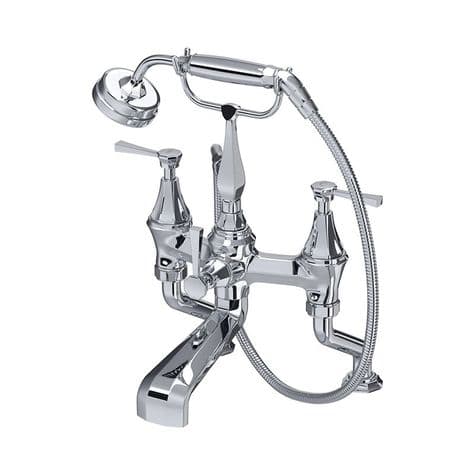 3100/1 Perrin & Rowe Deco Deck Mounted Lever Bath / Shower Mixer Tap with Handshower