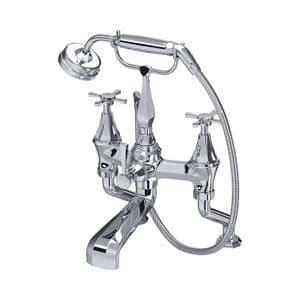 3101/1 Perrin & Rowe Deco Deck Mounted Crosstop Bath / Shower Mixer Tap with Handshower