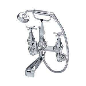 3111/1 Perrin & Rowe Deco Wall Mounted Crosstop Bath / Shower Mixer Tap with Handshower