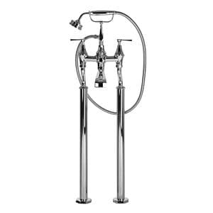 3120/1 Perrin & Rowe Deco Floor Mounted Lever Bath / Shower Mixer Tap with Handshower