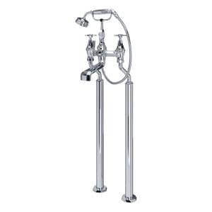 3121/1 Perrin & Rowe Deco Floor Mounted Crosstop Bath / Shower Mixer Tap with Handshower
