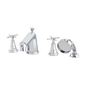 3149 Perrin & Rowe Deco 4-hole Bath Shower Mixer Tap With Crosstop Handles