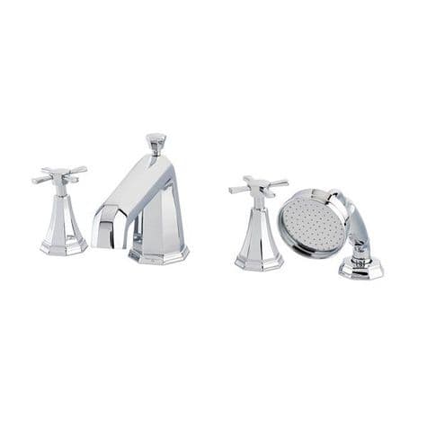 3149 Perrin & Rowe Deco 4-hole Bath Shower Mixer Tap With Crosstop Handles