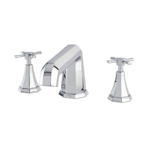 3159 Perrin & Rowe Deco 3-hole Deck Mounted Bath Filler Tap With Crosstop Handles
