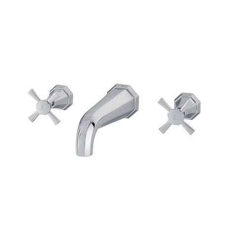 3171 Perrin & Rowe Deco 3-hole Wall Mounted Basin Mixer Tap With Crosstop Handles
