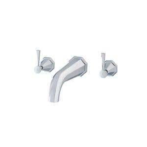3180 Perrin & Rowe Deco 3-hole Wall Mounted Bath Filler Tap With Lever Handles