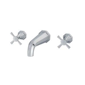 3181 Perrin & Rowe Deco 3-hole Wall Mounted Bath Filler Tap With Crosstop Handles