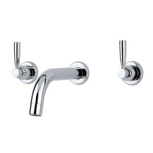 3331 Perrin & Rowe Langbourn Wall Mounted Three Hole Bath Filler Tap with Backplate - Lever