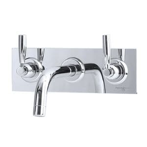 3334 Perrin & Rowe Langbourn Wall Mounted Three Hole Basin Mixer Tap with Backplate - Lever