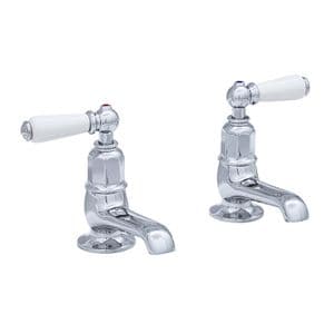 3475 Perrin & Rowe Pair Basin Pillar Taps Lever