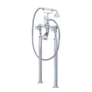 3521/1 Perrin & Rowe Bath Shower Mixer Tap & Extended Unions, Floor Legs, Handshower & Cradle