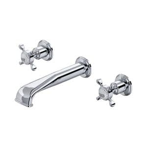 3561 Perrin & Rowe 3-hole Wall Mounted Basin Tap Set With Low Profile Spout And Crosshead Handles