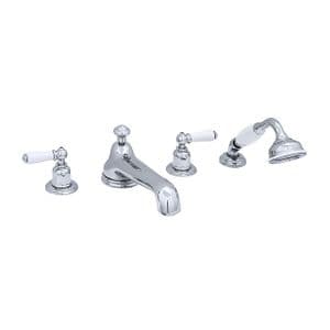 3737 Perrin & Rowe Four Hole Bath Tap Set With Low Profile Spout Lever