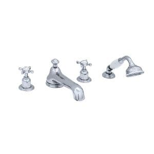 3738 Perrin & Rowe Four Hole Bath Tap Set With Low Profile Spout Crosshead