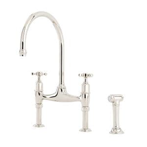4172 Perrin & Rowe Ionian Two Hole Sink Mixer Tap Crosshead Handles & Rinse