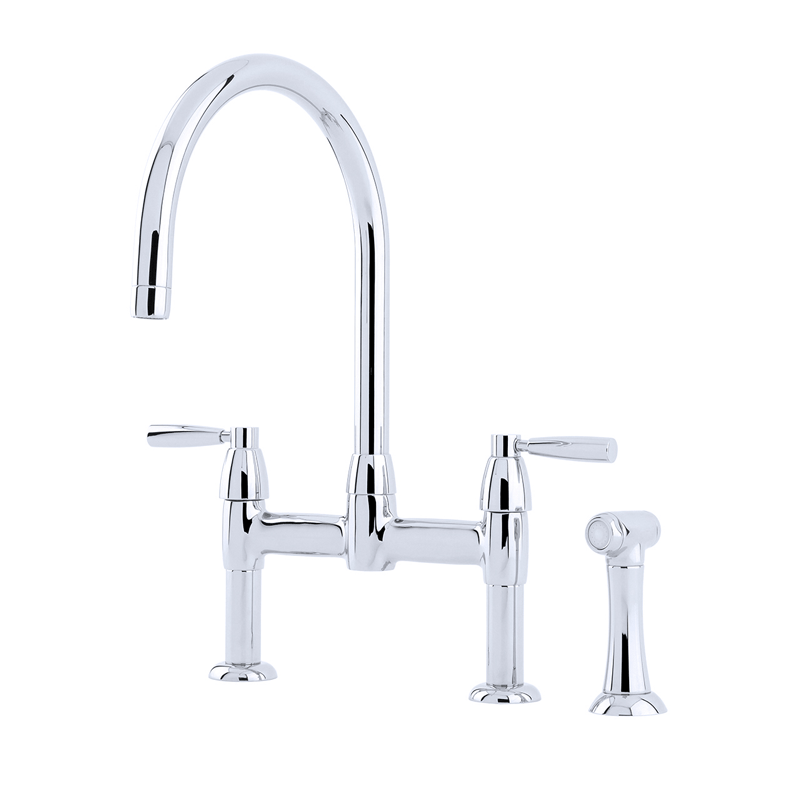 4273 Perrin & Rowe Langbourn Two Hole Sink Mixer Tap with Lever Handles and Rinse