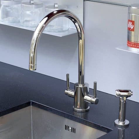 4312 Perrin & Rowe Juliet Monobloc Sink Mixer Tap C Spout Lever Handles and Rinse